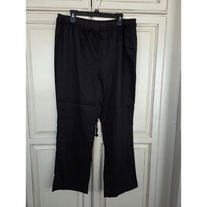 Ellen Tracy Company Linen Pants Women's Xl Black Magic Vacation Comfort